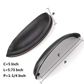 khtumeware 10 Pack 5" Drawer Pulls Oil Rubbed Bronze Cabinet Cup Pulls Kitchen Hardware Cabinet Handles Drawer Handles Knobs 5 inch Hole Center