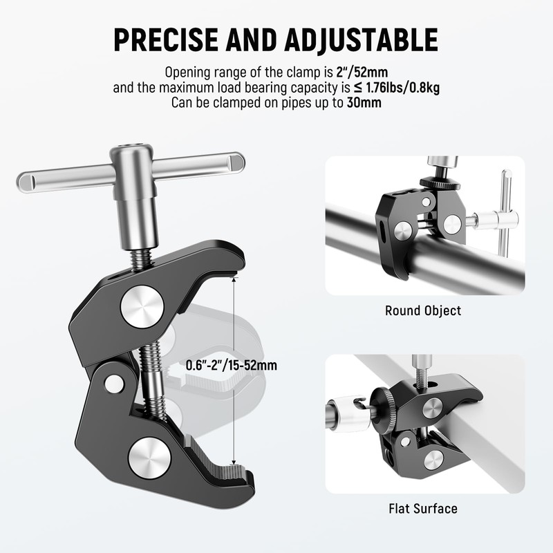 NEEWER 6"/15cm Adjustable Magic Arm with Super Clamp, 1/4" &
