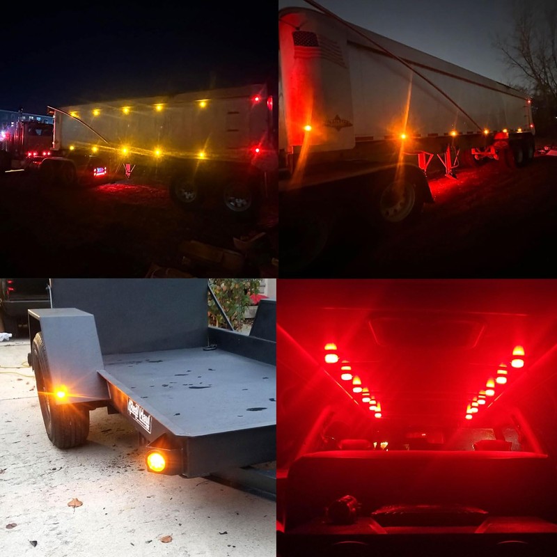 Traberm 16Pcs 2" Inch Round Amber LED Trailer Side Marker
