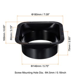 PATIKIL 6 Inch Duct Connector Flange with Hose Clamp, Exhaust Hose Flange ABS Square Air Duct for Heating Cooling Ventilation System