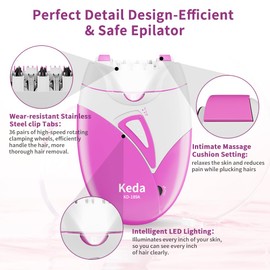 Epilierer Damen, Epilierer Haarentfernung für Frauen,Gesichts Epilierer mit 2 Geschwindigkeit,Smooth Glide Epilierer,Glamorous Skin Epilierer für Gesicht,Lady Shaver Remover für Bikinizone,Achseln,Arm