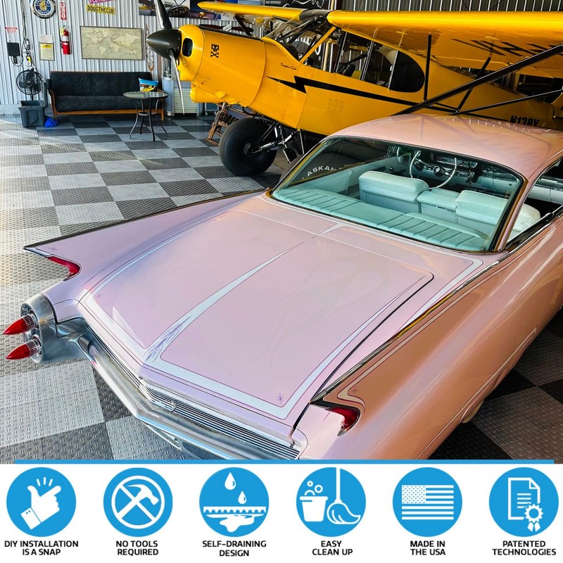 Big Floors GarageTrac Diamond, Interlocking Non-Slip Garage Flooring Tile, Durable,