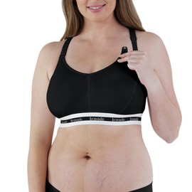 Bravado Designs Women's Original Sleep Nursing Bra, Full Cup Maternity Bra for Breastfeeding, Black Sustainable Fabric, Medium