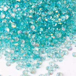 MajorCrafts 500pcs 6.5mm ss30 Transparent AB Flat Back Round 14 Facets Resin Rhinestones Arts and Crafts Embellishment Gems (Clear Aqua Blue AB T41)