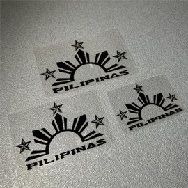 DXYMOO Car Styling Sticker Pilipinas Tribal Three Stars Half Sun Decals Philippines Filipino Tagalog Tape Auto Door Body Window Bike Bicycle Applique (3, Black)
