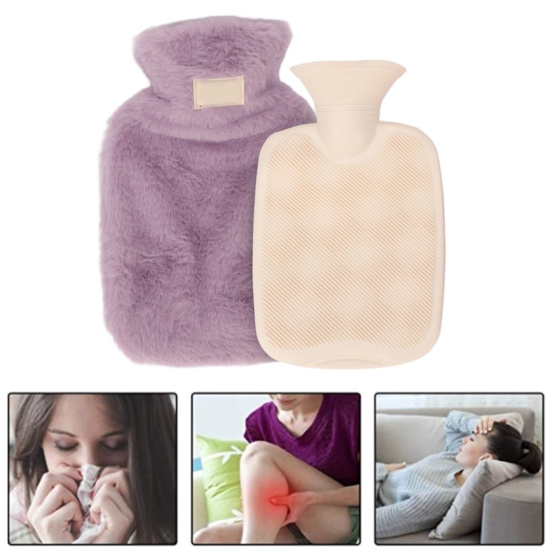 PVC Hot Water Bag with Soft Plush Cover Leakproof Winter