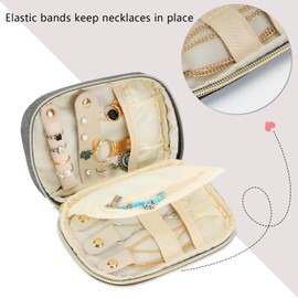 Teamoy Small Jewelry Travel Case, Portable Jewelry Organizer Bag for Earrings, Necklace, Rings and More, Small, Gray-(Bag Only)