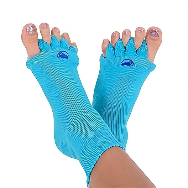 Happy Feet Original Foot Alignment Socks with Toe Separator Blue L