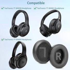 TT-BH060 Ersatz-Ohrpolster Kompatibel mit TaoTronics TT-BH090 TT-BH085 TT-BH060 Kopfhörer Ohrpolster Kissen (Protein-Leder/Memory-Schaum)