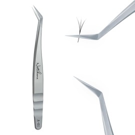 Natuhana High Precision Eyelash Tweezers Stainless Steel Eyelash Tweezers for Classic/Volume/Simple Fan Eyelash Extension, Straight & Curved Tip Ukraine Tweezers for Professionals & Beginners (A-01)