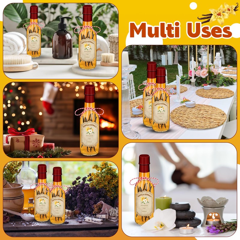 NVioAsport 16 Pack Glass Vanilla Extract Bottles 5 oz with