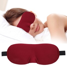 3D Contoured Eye Mask for Sleeping, Luxury Blindfold Sleep Mask with Adjustable Strap, Soft and Comfortable Night Eye Mask for Men Women, Light Blocking Eye Blinder for Travel Sleeping, Burgundy
