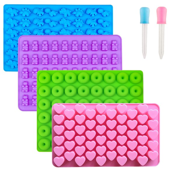 Gummy Bear Candy Molds Silicone, Gummy Molds with 2 Droppers,