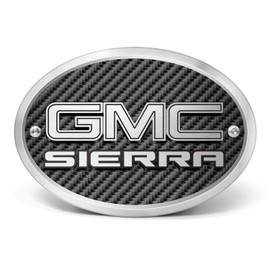 iPick Image Made for GMC Sierra 3D Logo on Carbon Fiber Look Oval Billet Aluminum 2" Tow Hitch Cover