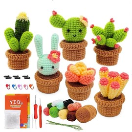 conokata Sets of Crochet Kit for Beginners Crafts for Adults and Kids Teen Girls Knitting Needles Yarn with Step-by-Step Video Tutorial Animal and Plant for Crochet Lovers (Potted Plant)
