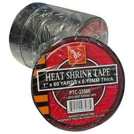 Sherco-Auto Black Heat Shrink Tape 1" x 180' (60 Yards) x .13 MM - 5 Rolls Sleeve