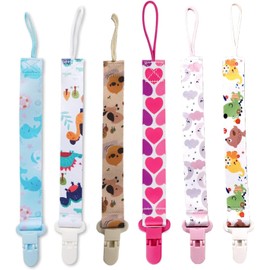 KAREN Clip Universal de Chupete para Niños y Niñas 6 pack, Tamaño Perfecto para Cualquier Chupón Con o Sin Anillo y Juguetes para Morder para Chupón, Mordedor, Babero y Juguetes, Regalo para Recién Nacidos en Baby Shower y Cumpleaños