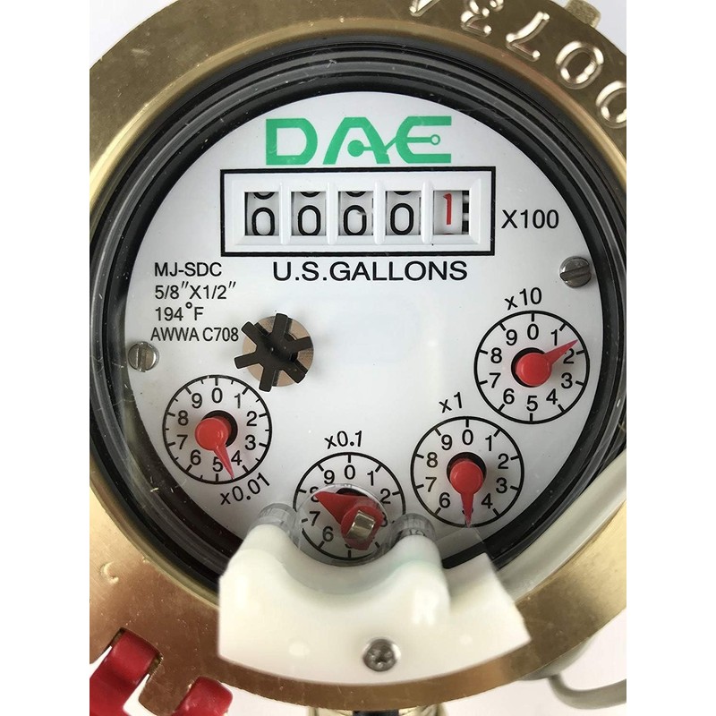DAE MJ-50R Non Lead Hot Potable Water Meter, 1/2" NPT
