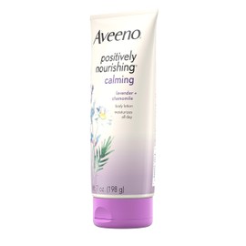 Aveeno Positively Nourishing Calming Body Lotion with Lavender, Chamomile, Soothing Oatmeal & Shea Butter, Daily Moisturizing Lotion for All-Day Hydration & Dry Skin Relief, 7 oz