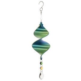 Shimmerz Cyclone Small Green Wind Spinner Hanging Garden Ornament Crystal Suncatcher Indoor Outdoor Decoration