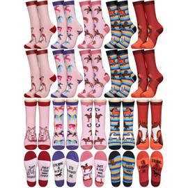 Mepase 20 Pairs Horse Socks for Women Novelty Horse Crew Socks Equestrian Socks Horse Gifts for Horse Lovers Christmas Holiday