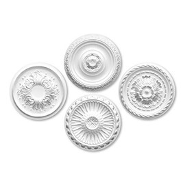 MARBET DESIGN Stucco rosette made of EPS polystyrene - ceiling rosette silver, decorative element, stucco (R-12 diameter 43 cm) decorative wall ceiling stucco wall stucco round