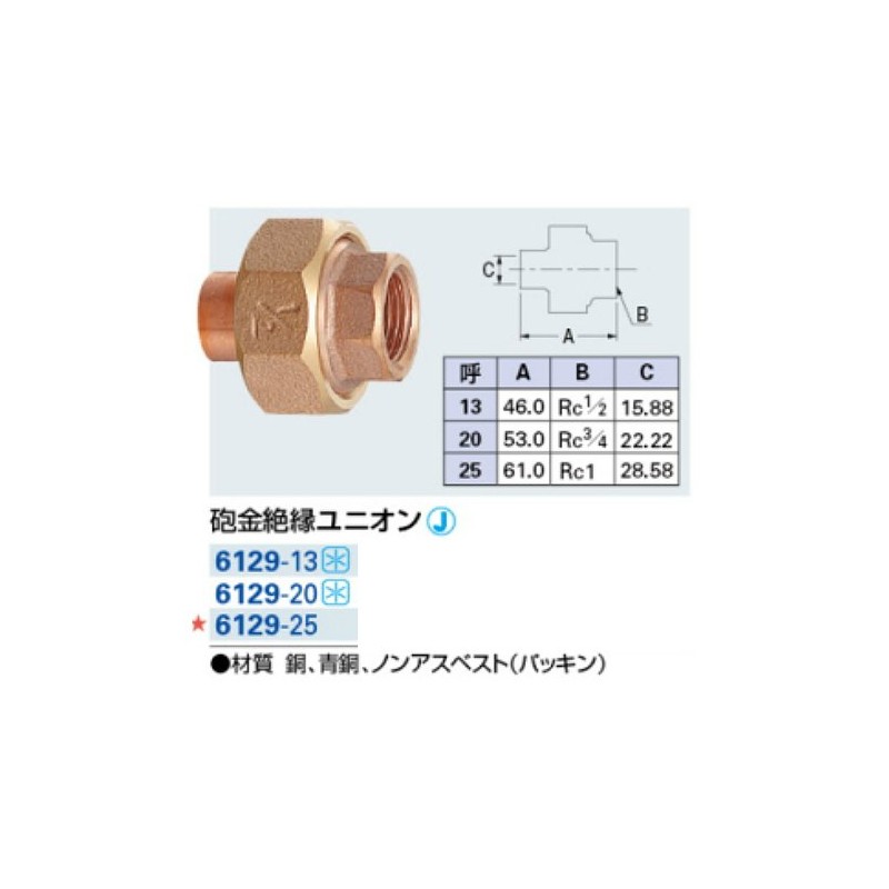 Kakudai 6129-25 Pipe Fitting Copper Pipe Gunmetal Insulation Union