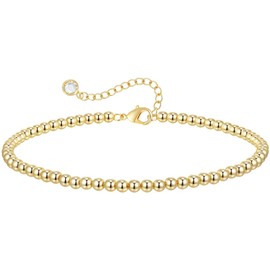 Toplstud Gold Anklet for Women,18k Gold Plating Beaded Chain Anklets for Women Adjustable gold anklet Waterproof Beach Foot Jewelry Gift