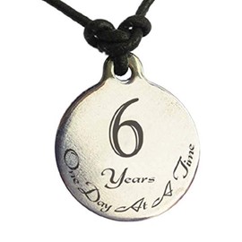 Serenity is Forever 6 Year Sobriety Anniversary Medallion Leather Necklace for Sober Birthday, AA Alcoholics Anonymous, NA Narcotics Anonymous