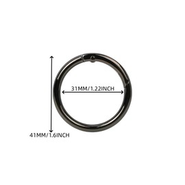 Trigger Spring O Rings Round Carabiner Clip Snap for Keyrings Buckle, Bags,Purses 10 Pack (Gun Black, 1 1/4 inch)