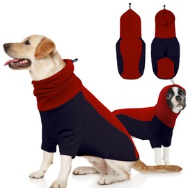 BRKURLEG Warm Dog Hoodie Dog Sweater Dog Anxiety Jacket with Ear Wrap Dog Fleece Shirt Adjustable Quiet Head Cover Sleeves Winter Soft Calming Vests for Dogs and Cats with Earmuffs, Dark Blue XL