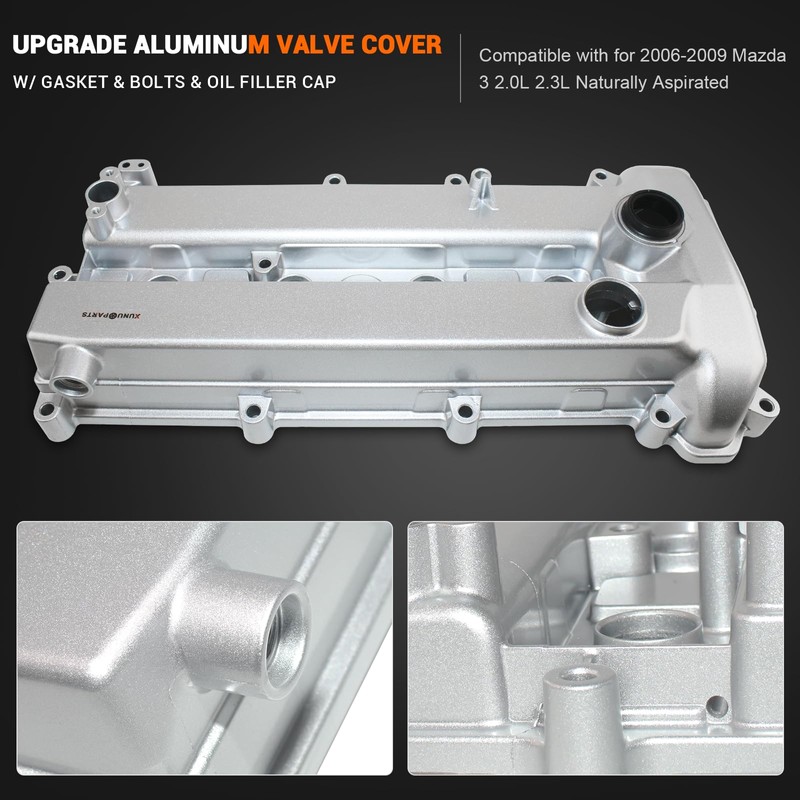 XUNUOPARTS 2.0L 2.3L Aluminum Valve Cover Compatible with 2006-2009 Mazda