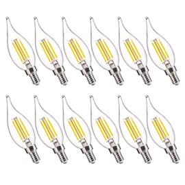 FLSNT LED Candelabra Light Bulbs, CA11 E12 Chandelier LED Light Bulbs 60W Equivalent, 5000K Daylight, 550LM, 5.5W, 90+ High CRI, AC 120V, 12 Pack, Dimmable UL,CA65 Listed.