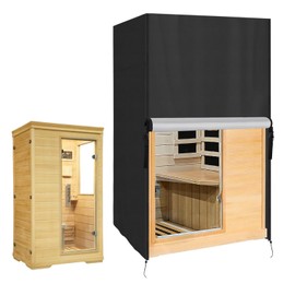 Agustone Outdoor Waterproof Sauna Cover, Heavy Duty Cover for Single Person Wood Infrared Home Sauna, UV-Anti Fade-Resistant All-Weather Protection -Black, 36"W x 29"D x 60"H
