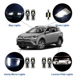 EASY EAGLE LED Interior Car Lights for Toyota-RAV4-2016-2022: 8 Piece Kit White LED Light Bulbs - Super Bright 6000K + Install Tool