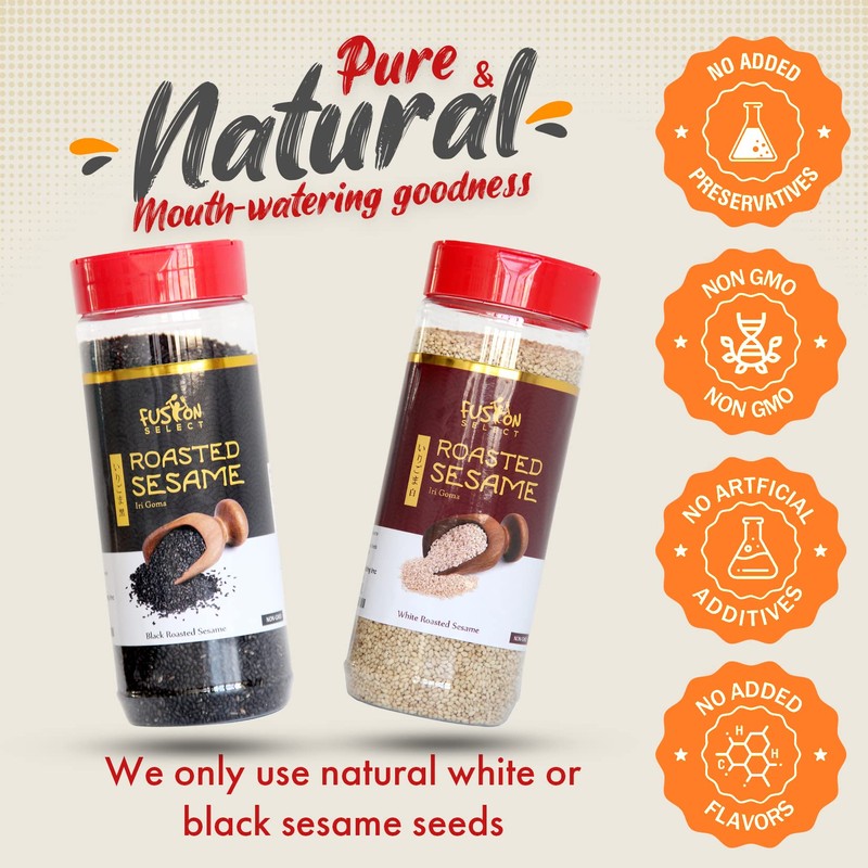 Fusion Select Roasted Black Sesame Seeds - Natural Toasted Sesame