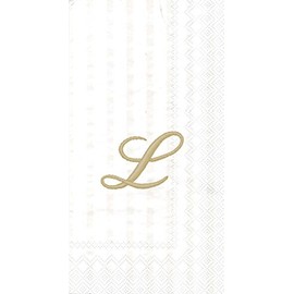 Ideal Home Range 3-Ply Paper Ivory Monogram, 16 Count Guest Towel Napkins Letter L