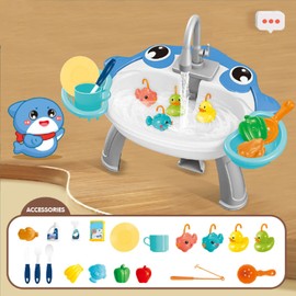 Vbestlife Juguete de Pesca para bebé, Juego de Mesa de Agua para Atrapar Peces, Juguetes de Pesca para Piscina para Niños, Estanque de Pesca Eléctrico para Niños, Borde Suave, Funciona con