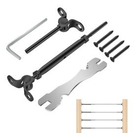 20 Pairs Black Cable Railing Kit 1/8" Swage Toggle Turnbuckle Black Cable Railing Hardware T316 Stainless Steel for Wood Post Woodblack Cable Railing System Angle 180° Adjustable Stairs