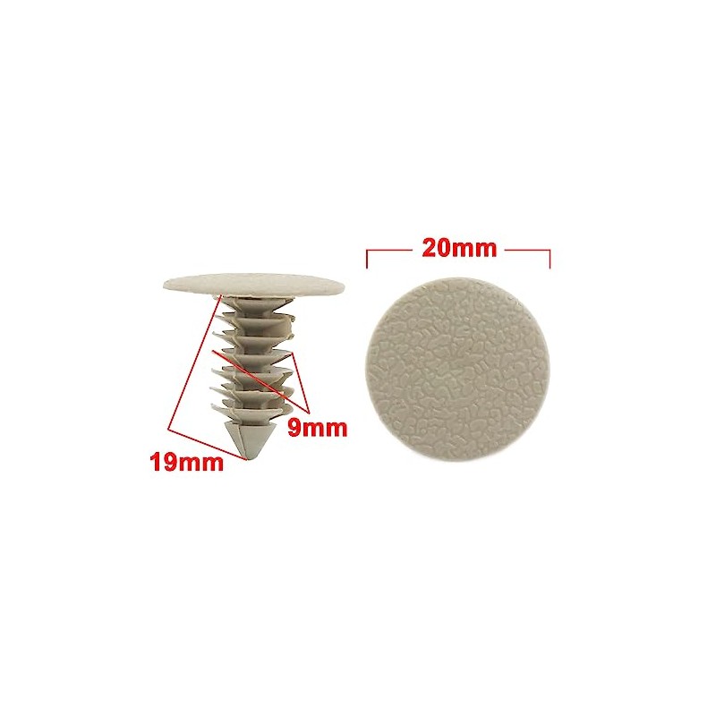 100Pcs 9mm Khaki Plastic Door Fender Bumper Push Rivets Clip