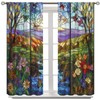 Stained Glass Curtains,Mid Century Vintage Scenery Botanical Floral Abstract Geometric