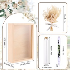 LAUMOE Creative Wedding Money Gifts, Wedding Gift for Bride and Groom, Money Gift, Wedding Wooden Gift, Money with Wooden Box, Dried Flowers, Test Tube, Marker (Style I)