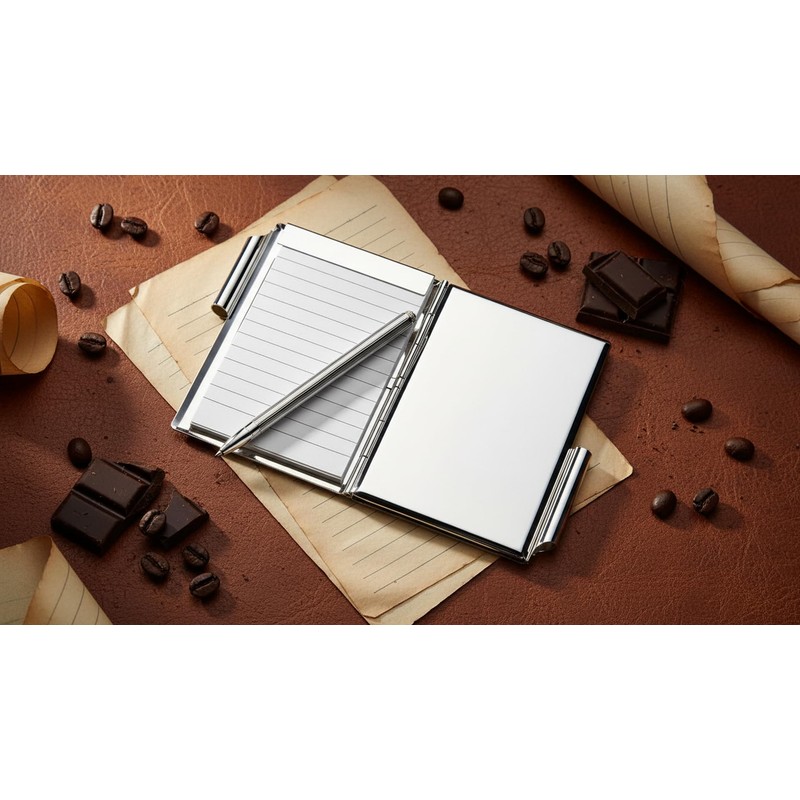 SILBERKANNE Premium Pocket Notepad Silver-Plated (9 x 6 cm) Including
