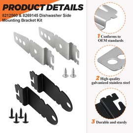 8212560 & 8269145 Dishwasher Side Mounting Bracket Kit with Screws 2025 Upgrade - Fit for Whirlpool Kenmore Kitchen-Aid Dishwasher DU1010XTXQ5 KDTM404ESS3 GU2275XTWB0 - Replaces 1201084 830941