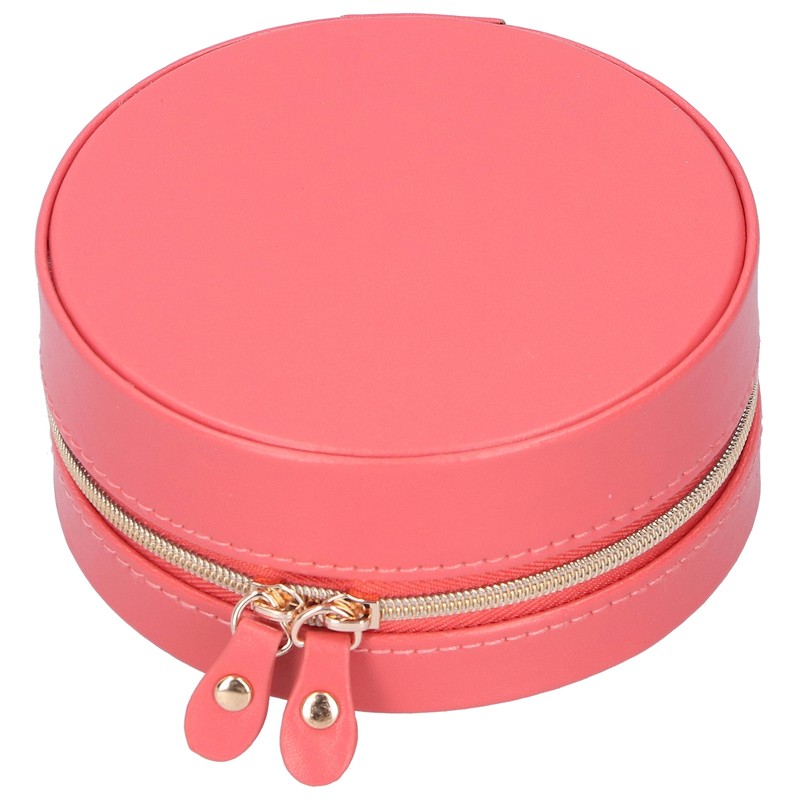 Round Portable Jewelry Box Organizer Display Storage Case for Rings