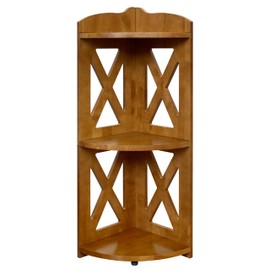 YCICI Corner Shelf Stand, Corner Bookshelf, Small Corner Shelves by Natural Wood, Plant Stand, Corner Bookcase for Living Room, Home Office, Bedroom, (Brown, 3 Tier)