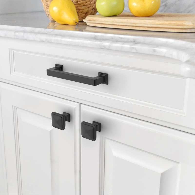 Amerdeco 10 Pack Matte Black Cabinet Pulls 3 Inch(76MM) Hole