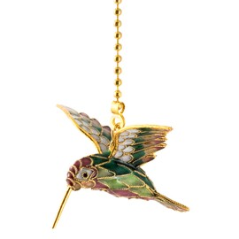 Value Arts Handmade Red Head Cloisonne Hummingbird Fan Pull