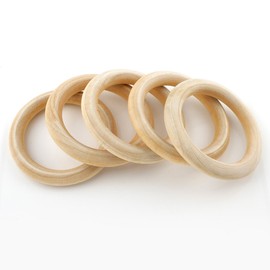 Perlin Wooden Ring, Diameter 55 mm Wooden Rings Jewellery, Pack of 5 Unfinished Smooth Wooden Hoop Toy, Curtain Rings for Curtains, Curtain Rings, Wooden Rings H166