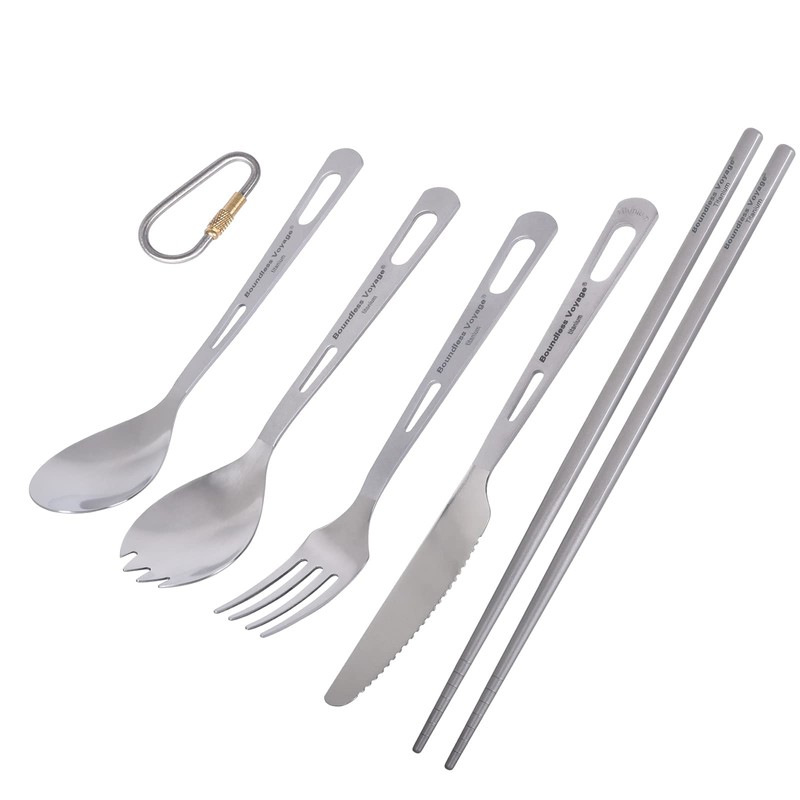 Boundless Voyage Ultra light Titanium Camping Cutlery Set 5 Pcs